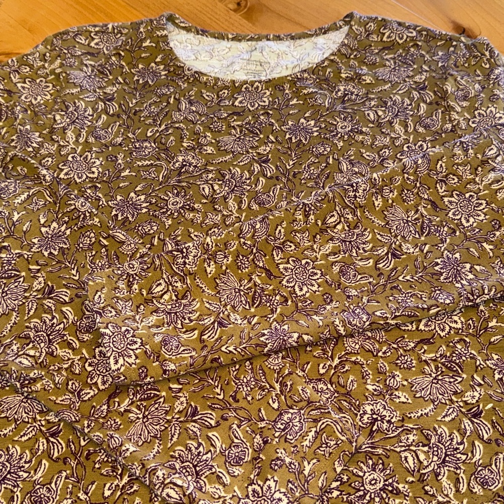J.Jill Pure Long Sleeve Floral Shirttail Top, Size Medium